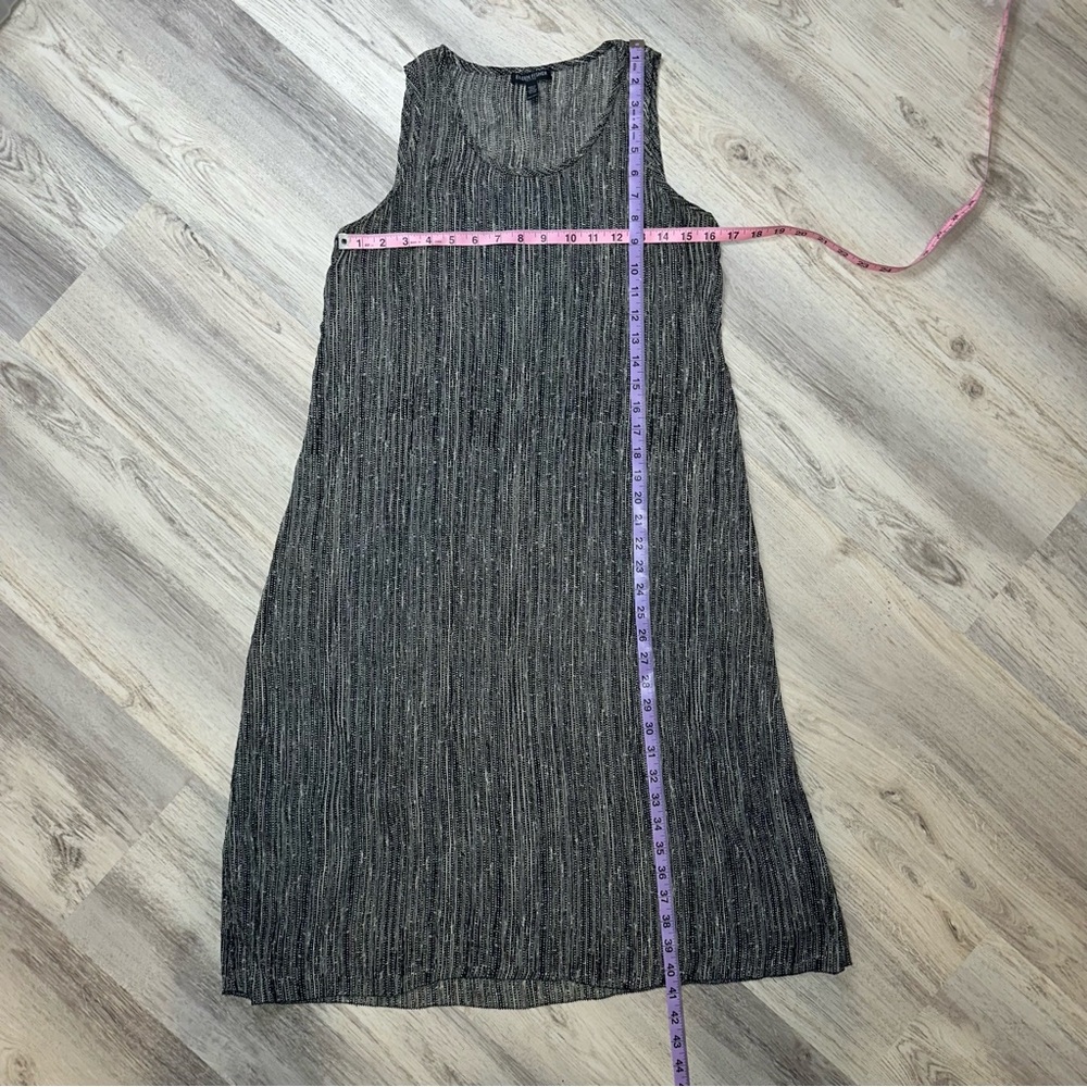 💝Eileen Fisher Knee Lngth Black & Ivory 100% Silk Slip Style Dress Size M Petite
